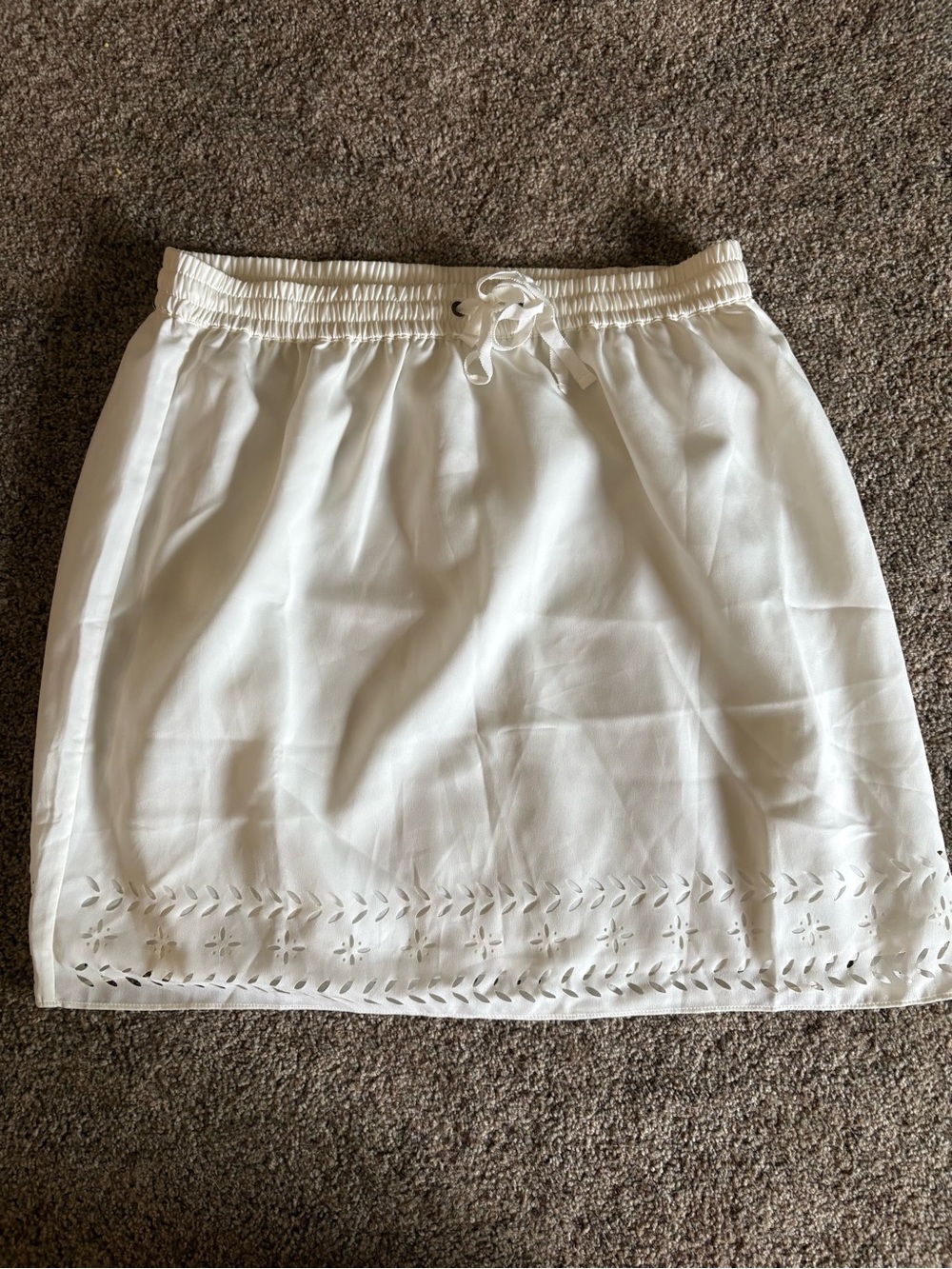 J. Crew White Eyelet Hem Drawstring Mini Skirt